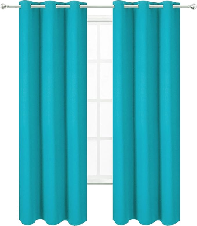 LEMOMO Teal Thermal Blackout Curtains/42 x 95 Inch/Set of 2 Panels Room Darkening Curtains for Bedroom