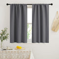 RYB HOME Blackout French Door Window Curtain Covering, Rod Pocket Thermal Insulated Privacy Non See Through Drapes for Bathroom Window, Width 29 by Length 45, Grey, 2 Panels