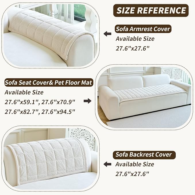 Couch Covers for Dogs Washable, Non Slip Couch Covers for Loveseat Sofa Pet Friendly, Soft Fuzzy Sofa Covers for Pet, Dog Couch Cover Furniture Protector(1PC,Beige White,27.6"x59.1")