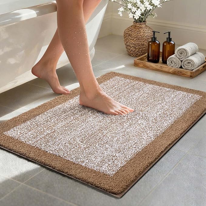 36x24 Large Bathroom Rugs Washable Non Slip, Coffee Bath Mat for Bathroom Floor Tub, Soft Absorbent Quick Dry Mats for Shower, Bathtub,Home Decor