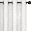 Deconovo Bedroom Curtains, Room Darkening Drapes, Thermal Insulated Soundproof Panel, Silver Tree Print, 52 x 84 Inch, Machine Washable Window Panels for Living Room Officee, Set of 2, Pure White