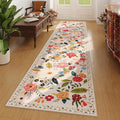 Rugcomf Runners for Hallways Kitchen Runner Rug Non Slip 2'x 10' Long Washable Rugs with Rubber Backing Soft Floral Carpet Runner for Hallways, Kitchen, Laundry, Bedroom, Bathroom(Beige)