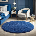 Ophanie Blue Round Rug 4Ft Circle Area Rug, Boys Room Decor, Fluffy Fuzzy Plush Soft Bedroom Carpet, Shaggy Living Room Rugs for Kids Home Nursery Decor Aesthetic