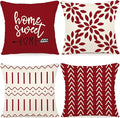 YCOLL Christmas Pillow Covers 16x16 Set of 4, Modern Sofa Throw Pillow Cover for Christmas Decor, Decorative Outdoor Linen Fabric Pillow Case for Couch Bed Car, Red