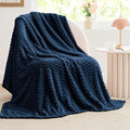 BEDELITE Fleece Throw Blanket for Couch & Bed - 3D Jacquard Decorative Navy Blanket, Super Soft and Cozy Warm Fuzzy Blanket All Seasons Suitable, 50x60Inches