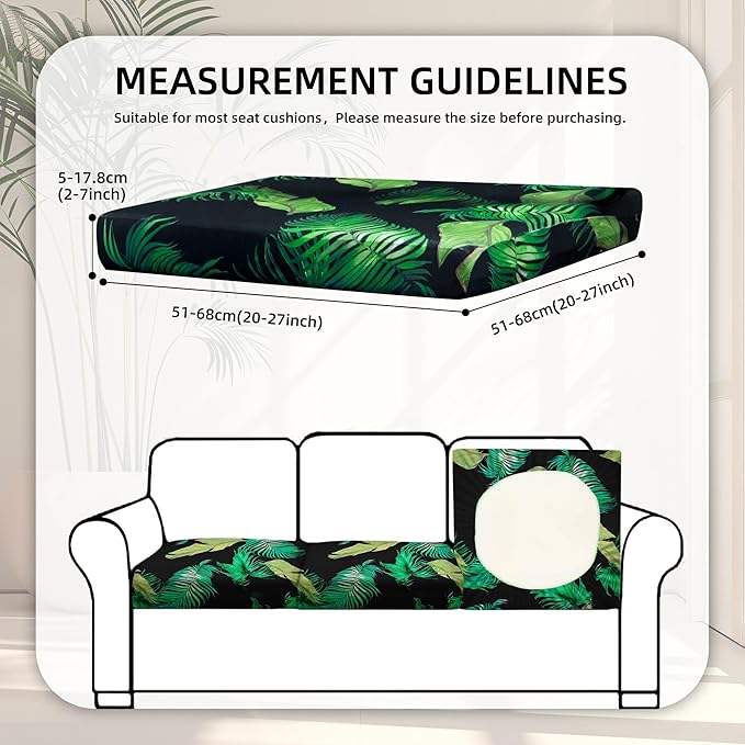 8Pcs Stretch Patio Cushion Covers,Outdoor Couch Covers Replacement,Outdoor Couch & Sofa Slipcovers,for Patio Furniture Cushion Covers,Washable Reusable urniture Protector(Green Leaf,8PCS)