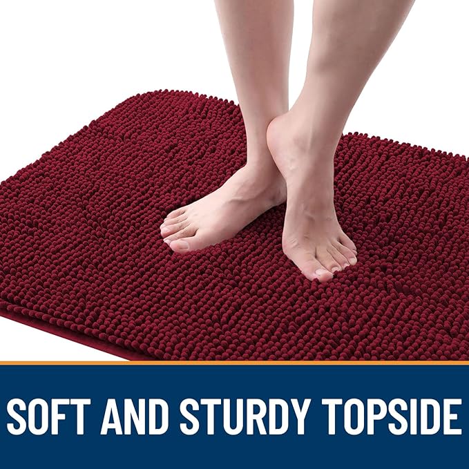 OLANLY Dog Door Mat for Muddy Paws 45x27, Absorbs Moisture and Dirt, Absorbent Non-Slip Washable Doormat, Quick Dry Chenille Mud Mat for Dogs, Entry Indoor Entryway Carpet for Inside Floor, Burgundy