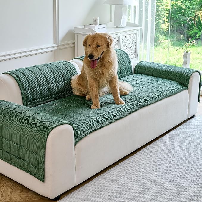 Couch Covers for Dogs Washable, Non Slip Couch Covers for Loveseat Sofa Pet Friendly, Soft Fuzzy Sofa Covers for Pet, Dog Couch Cover Furniture Protector(1PC,Green,27.6"x82.7")