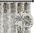 jinchan Linen Floral Curtains for Living Room with Printed Flower 63 Inches Long Light Filtering French Country Back Tab Rod Pocket Black Window Curtain Set Farmhouse Drapes 2 Panels Black