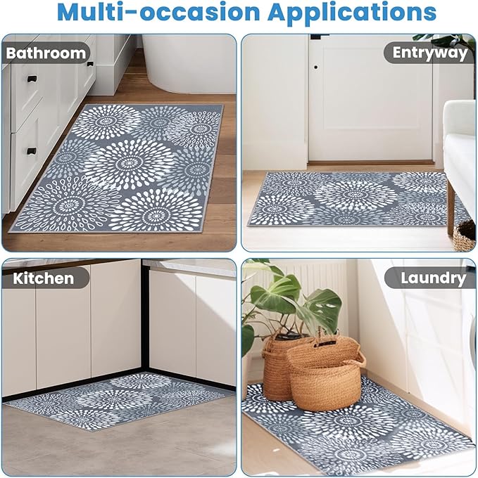 StepRite Runner Rug 2 x 3 ft, Washable Rugs, Hallway Runner Rugs, Kitchen Runner Rug Non Slip, Soft Runner with Rubber Backing for Kitchen, Hallway, Laundry, Bedroom, Living Room