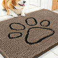 Smiry Dog Door Mat for Muddy Paws, Absorbent Dirt Trapper Non Slip Quick Dry Washable Chenille Mat for Mud Dogs, Entry Rug for Indoor and Outdoor (30x20 Inches, Camel and Black)
