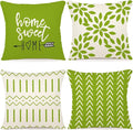YCOLL Pillow Covers 16x16 Set of 4, Modern Sofa Throw Pillow Cover, Decorative Outdoor Linen Fabric Pillow Case for Couch Bed Car, Sage Green