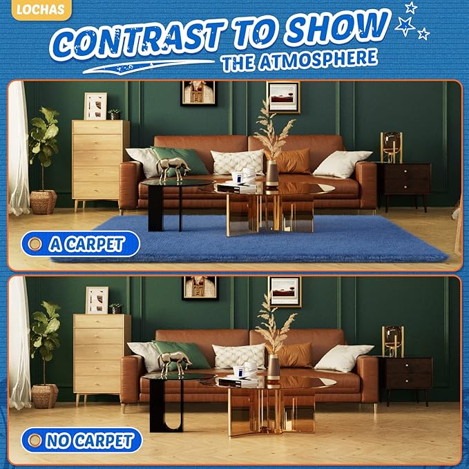 LOCHAS Ultra Soft Indoor Modern Area Rugs Fluffy Living Room Carpets for Children Bedroom Home Decor Nursery Rug 5.3x7.5 Feet, Light Navy