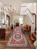 SERISSA Runner Rug for Hallways, 3x8 Washable Non Slip Kitchen Runner Rug, Long Boho Rug Vintage Rust Hallway Stair Ultra Soft Print Floor Carpet for Bedroom Bathroom Laundry Room
