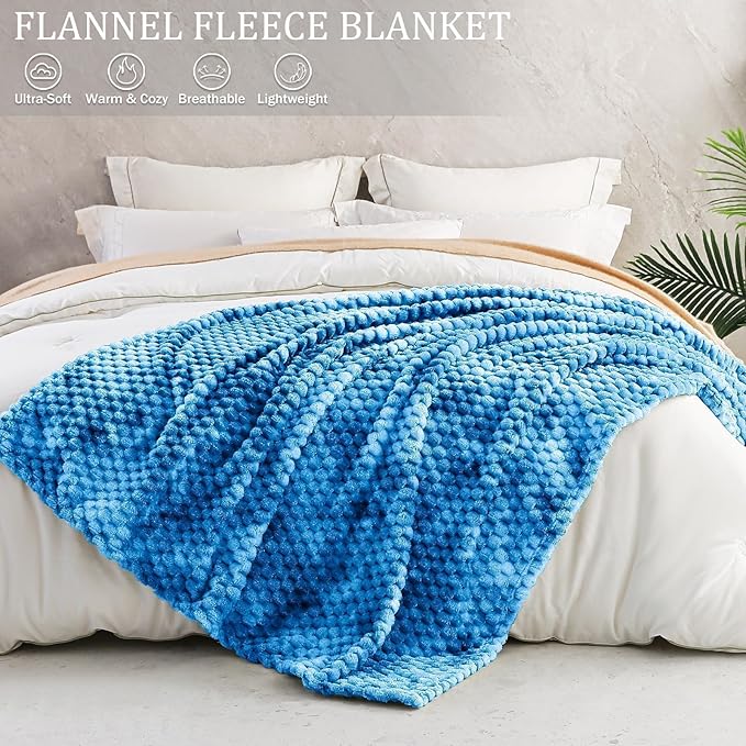 Exclusivo Mezcla Fleece Throw Blanket for Couch, Extra Large Fuzzy Tie-dye Cobalt Blue Bed Blankets, Soft Cozy Plush Sofa Throws for All Seasons, 50x70 Inches