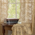 YJ YANJUN Vintage Lace Curtains 2 Panels Farmhouse Short Tan Sheer Curtains for Kitchen Bathroom Rustic Scalloped Half Drapes 45 inch Length Light Filtering W52 X L45,Taupe/Khaki
