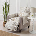 Great Bay Home Reversible Patchwork Recliner Cover - Washable Slipcover Furniture Protector with Elastic Straps - Perfect for Kids & Pets - Box-Stitched Detail (Taupe)