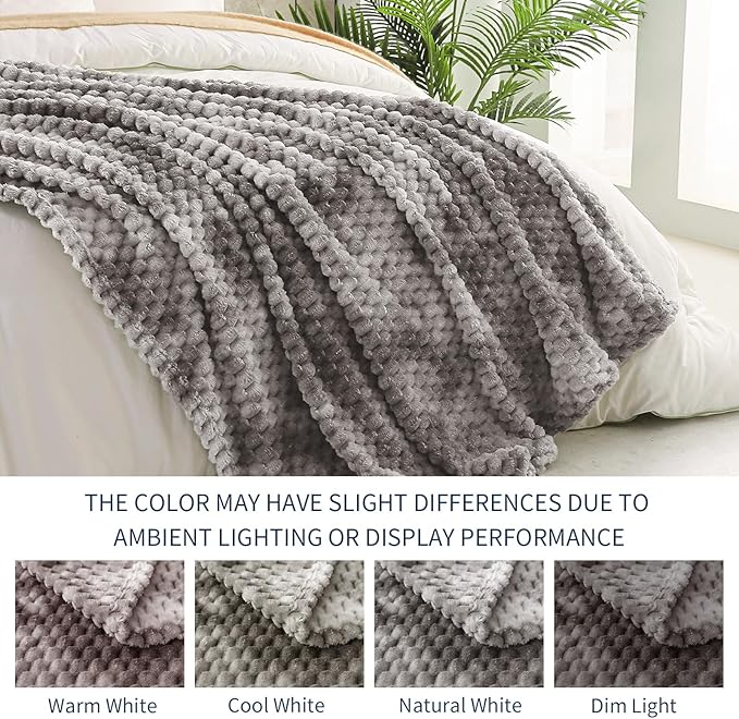Exclusivo Mezcla Fleece Twin Blanket for Bed, Extra Large Fuzzy Tie-dye Grey Bed Blankets, Soft Cozy Plush Sofa Throws for All Seasons, 90x66 Inches