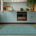 Hazo Haus Boho 2x6 Non Slip Kitchen Rug Runner - Teal Washable Rug for Bathroom, Laundry Room, Hallway, Non Slip with Rubber Backing, Floral Aqua Blue Unique Runner Décor
