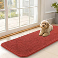 OLANLY Dog Door Mat for Muddy Paws 47x17, Absorbs Moisture and Dirt, Absorbent Non-Slip Washable Doormat, Quick Dry Chenille Mud Mat for Dogs, Entry Indoor Entryway Carpet for Inside Floor, Maple Red
