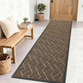 OLANLY Front Door Mat Indoor Outdoor Entrance, Waterproof All-Season, All-Weather Doormat, Sturdy Natural Rubber, Low Profile, Easy Clean Patio Porch Entryway Mat, Herringbone Brick (Brown, 71x23)