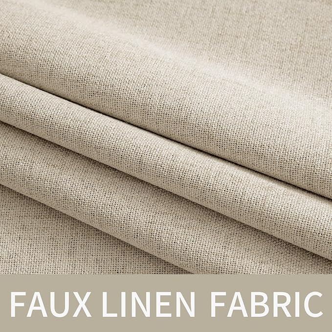 MIULEE Linen Curtains for Bedroom 100% Blackout Thermal Insulated Stone Grommet Room Darkening Curtains & Drapes Fall Decor for Living Room Nursery 52 x 63 Inch (2 Panels)