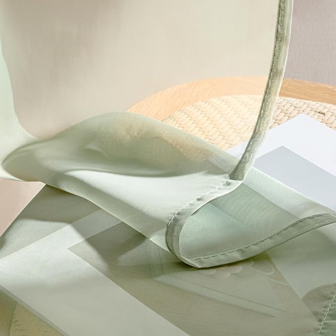 MIULEE Sage Green Sheer Curtains 108 Inches Long, 4 Panels Set, Light Filtering Rod Pocket Voile Drapes Window Treatments, Semi Transparent Airy Fabric for Bedroom and Living Room, 42 x 108 Inches
