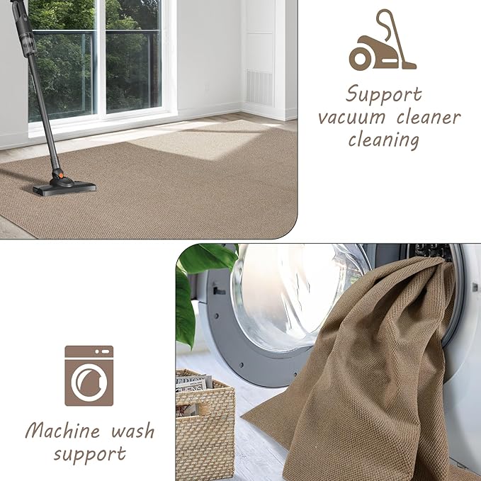 5x7 Area Rugs - Rug for Living Room, Washable Area Rugs 5x7 for Bedroom, Non-Slip Carpet for Dorm Room (Brown)