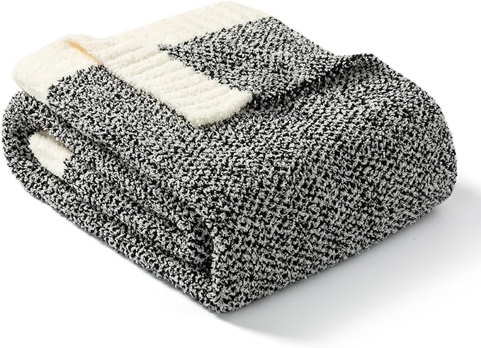 Snuggle Sac Soft Warm Bed Blanket Oversized Twin XL 66x90“, Super Soft Warm Blankets for Bed, Living Room, Luxurious Microfiber Blanket Dupes, Heather Black, 66x90 inches