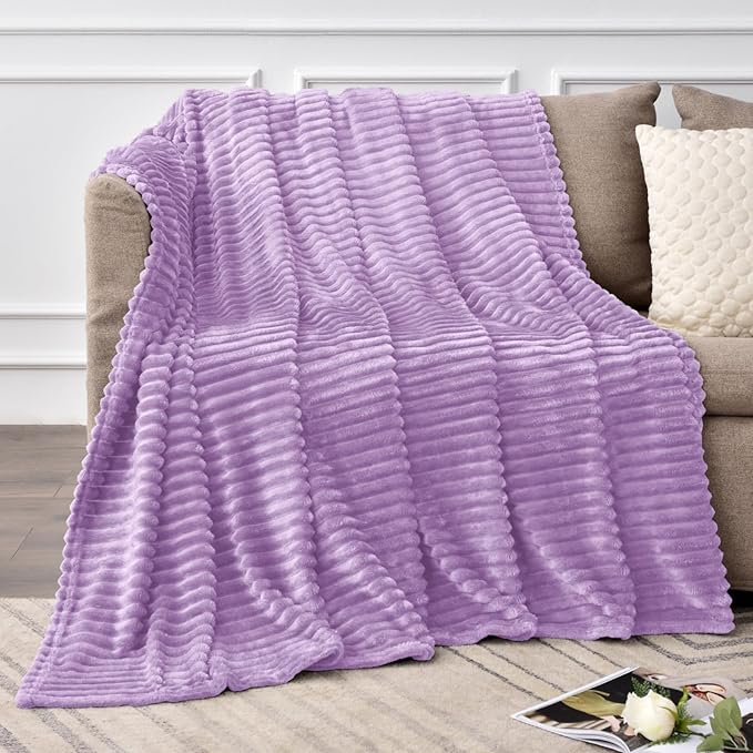 BEDELITE Throw Blanket for Couch, 3D Ribbed Jacquard Soft and Cozy Fleece Throw Blanket for Sofa and Chair, Fluffy Plush Lightweight Blankets for Bed, for Women, 50x60 inches