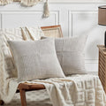 Fancy Homi 2 Packs Neutral Grey Decorative Throw Pillow Covers 18x18 Inch for Living Room Couch Sofa, Rustic Farmhouse Boho Home Decor, Soft Corss Corduroy Patchwork Textured Square Cushion Case 45cm