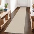 KOZYFLY Runners for Hallways 2x10 ft Washable Kitchen Runner Non Slip Rubber Backed Hallway Rugs Cotton Entryway Runner Rug Floor Carpet for Indoor Hall, Backdoor, Kitchen, Ivory/Khaki