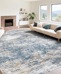 XLUEZ 9x12 Area Rug for Living Room, Washable Modern Abstract Large Area Rug Neutral Soft Non Slip Kids Rug Stain Resistant Indoor Carpet for Bedroom Dining Room Playroom Office(BlueWhite, 9'x12')