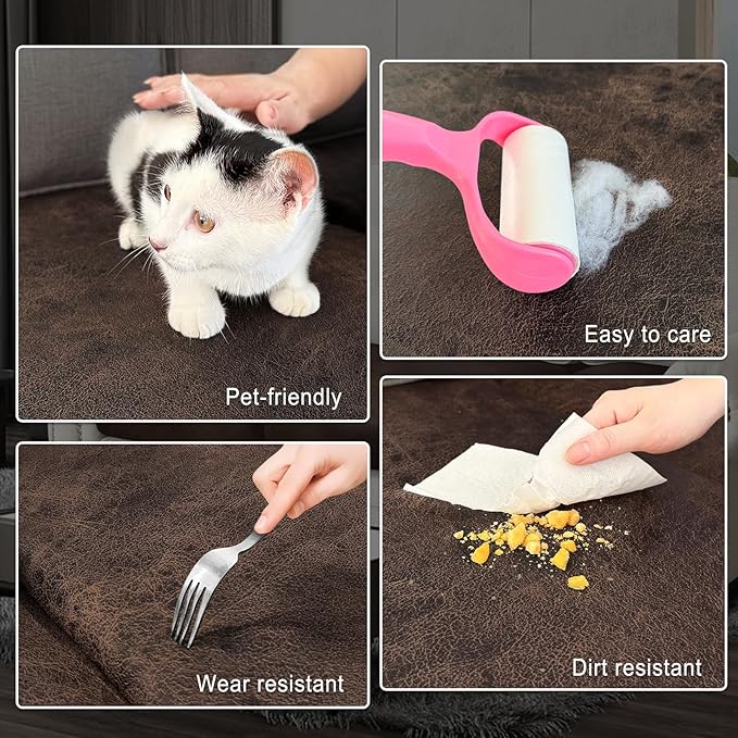 Leather Look Couch Cushion Covers Sofa Seat Slipcovers Sets Couches Furniture Protector for Sectional Armchair Loveseat Pets Kids Stretch Spandex Fabric (3 Cushion XL Sofa, Brown)