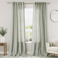 Extra Long Sage Green Curtain 2 Panels 108 inches Long for Living Room Back Tab Pocket Light Filtering Semi Sheer Drapes Cotton Linen Textured Pale Green Window Curtain 108 inch Length 9 FT Tall