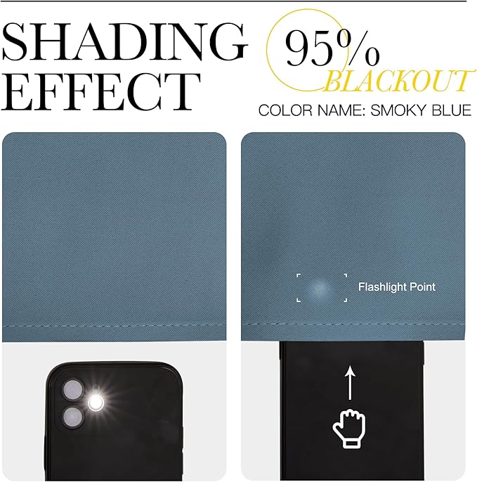 NICETOWN RV Blackout Curtains for Camper Windows, Smoky Blue, 34" x 30", Set of 2, Kitchen Curtains, Short Blackout Drapes, Thermal Insulated Rod Pocket Window Treatment Draperies for Nursery