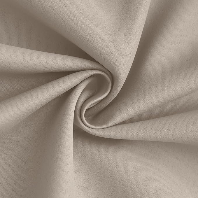 Yakamok 100% Blackout Curtain Panels 72 inches Cold and Light Blocking Drapes for Nursery, 2 Thick Layers Thermal Insulated Draperies (2 Pieces, 50 Wide Each Panel, Natural Front with White Backing)