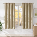 NICETOWN Oatmeal Faux Linen Room Darkening Rod Pocket Curtains 63 inch Length, W42 x L63, Light Blocking Thermal Insulated Noise Reducing Drapes for Bedroom Living Room Farmhouse Decor, 2 Panels