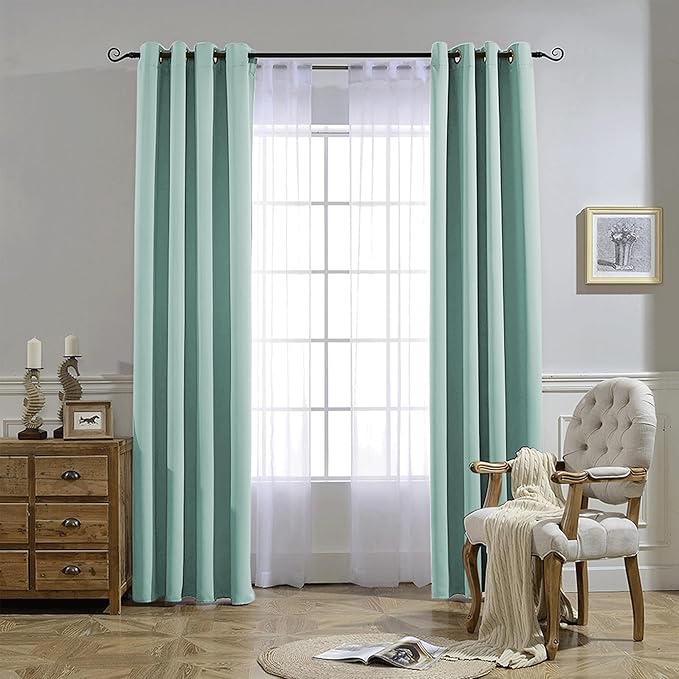 NICETOWN Aqua Blue Room Darkening Curtain Panels - Window Treatment Thermal Insulated Grommet Room Darkening Curtains/Panels/Drapes for Bedroom (2 Panels, 52 by 54, Aqua)