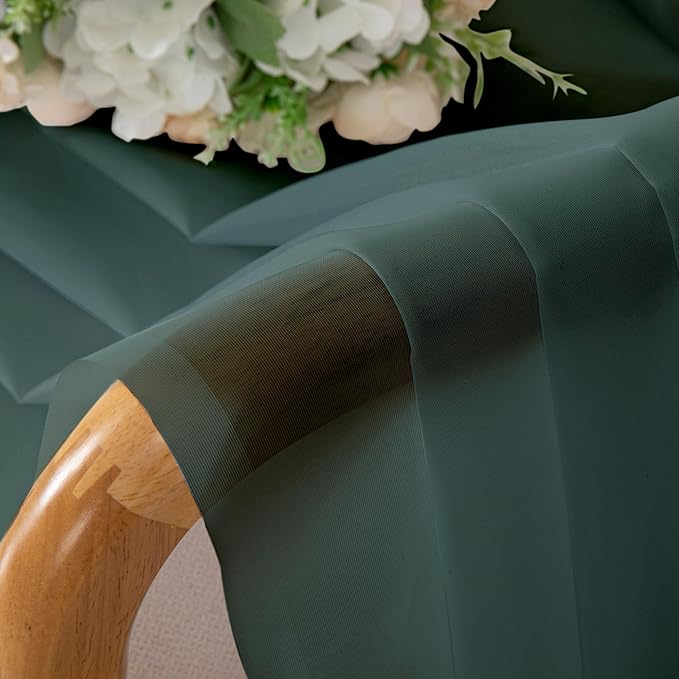 Chyhomenyc Sheer Hunter Green Kitchen Tier Curtains 24 Inch Length Set, Small Window Curtains Treatment for Bathroom/Living Room/Cafe/Basement, Short Voile Curtain Tiers 42in x 24in, Rod Pocket, 2 PCS