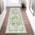 Yamaziot Washable Runner Rug, 2x6 Non-Slip Boho Vintage Hallway Rug Runner with Rubber Backing, Stain Resistant & Low Pile Faux Wool Distressed Carpet Runner for Kitchen, Laundry, Entrance