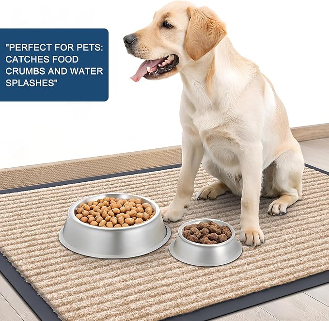 OLANLY Front Door Mat Indoor Outdoor Entrance, Waterproof Heavy Duty Doormat, Fade Resistant, Low Profile, Easy Clean Patio Porch Welcome Floor Mats for Entry, 71x47, Beige