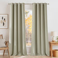 NICETOWN Faux Linen Beige Blackout Curtains 84 inches Long for Living Room - Privacy Panels for Bedroom, Modern Farmhouse Style Easy Care Grommet Top, 2 Panels, W52 by L84