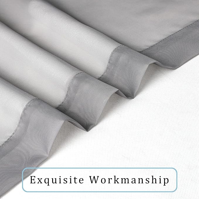 OWENIE Sheer Curtains 96 Inch Length, Elegant Sheer Curtains for Bedroom, Window Voile Sheer Curtain Panels/Drapes/Treatment for Living Room, 2Pcs, Each 42" W x 96" L, Charcoal Gray