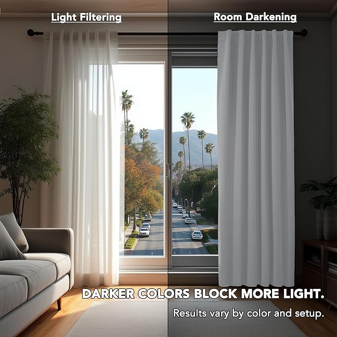 Deconovo Room Darkening Curtains, Thermal Insulated Noise-Reducing Window Panels for Bedroom, Living Room and Home Office, 2 Panels, Pure White, 52W x 84L Inch