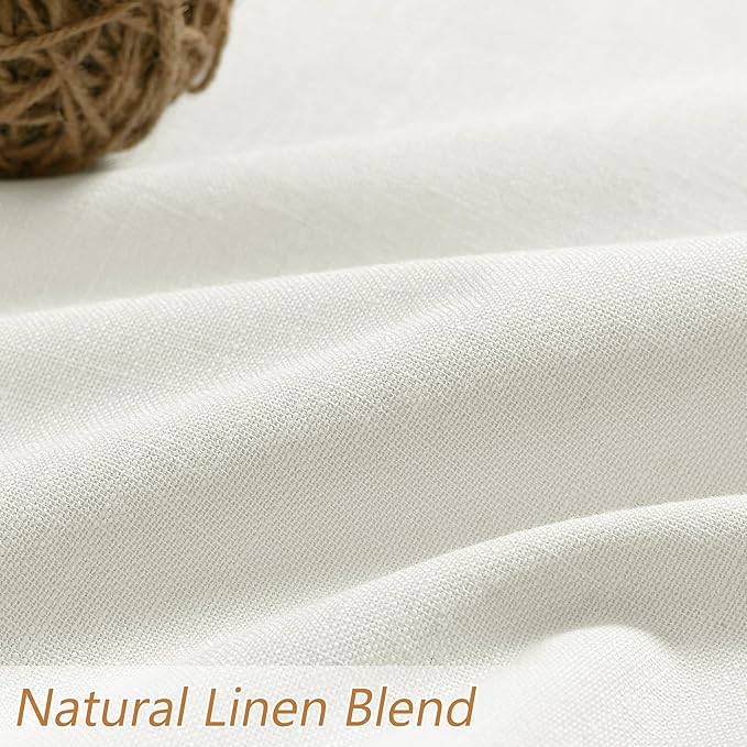 Guken Ivory 100% Blackout Linen Curtains 42 Inch Wide by 84 Inch for Living Room Bedroom Back Tab Rod Pocket Thermal Insulated Black Out Drapes Room Darkening Farmhouse Window Curtains