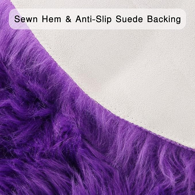 duduta Purple Faux Sheepskin Fur Rug 3x5 ft, Fluffy Shag Bedroom Dorm Nursery Playroom Carpet Rug Non Slip Washable