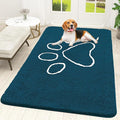 OLANLY Dog Door Mat for Muddy Paws 59x35, Paw Print Design, Absorbs Moisture and Dirt, Absorbent Non-Slip Washable Doormat, Quick Dry Chenille Mud Mat, Entry Indoor Entryway Carpet, Atlantic Blue