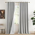 NICETOWN Grey Long Linen Full Shade Panels, 62" Wide x 120" Long, Pair of Thermal Insulated & Energy Efficiency Blackout Curtains for Living Room Windows, Lined Silky Performance Window Dressing