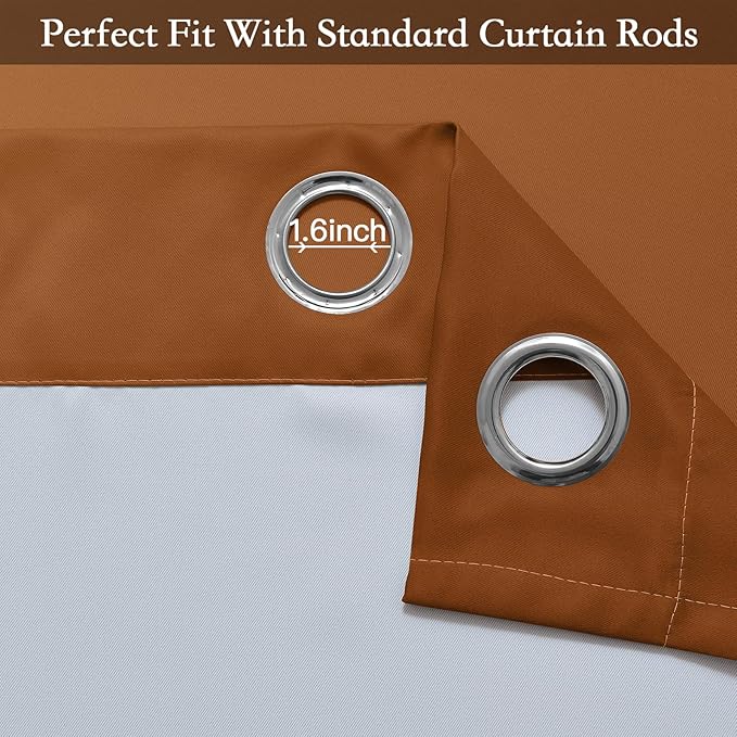 SimpleHome Ombre Room Darkening Curtains for Bedroom, Gradient Burnt Orange to Grey White Light Blocking Thermal Insulated Grommet Window Curtain/Drapes for Living Room,2 Panels, 52x63 inches Length